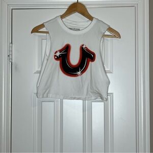 True Religion Cream Tee with Gray Logo